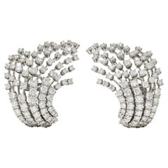 Stefan Hafner Boucles d'oreilles contemporaines en or blanc 18 carats avec 10,76 diamants CTW
