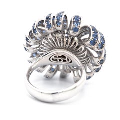 Stefan Hafner Diamond and Sapphire White Gold Middle Finger Ring