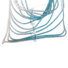 Stefan Hafner Diamond Aquamarine and Topaz 13 String White Gold Collar Necklace