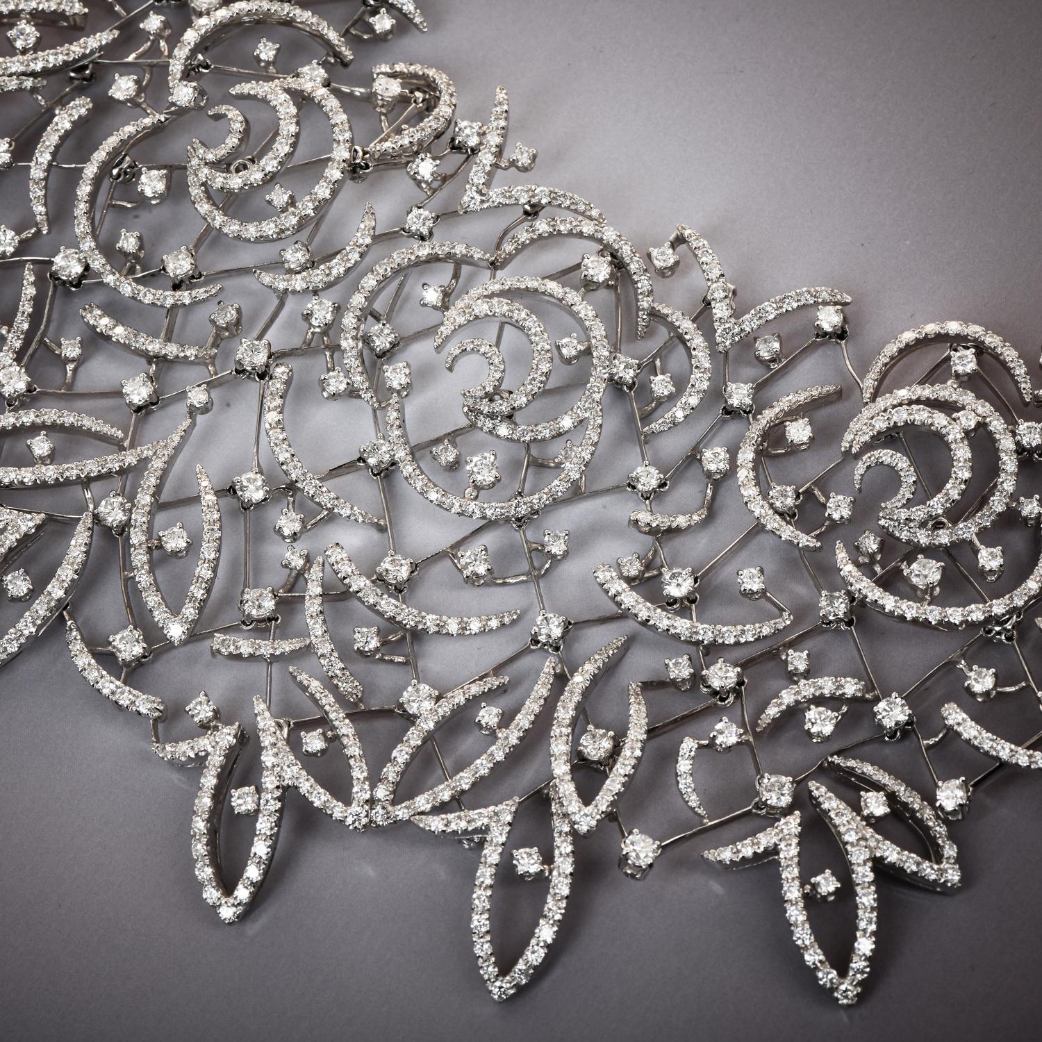 Stefan Hafner Diamond Lace 18k White Gold chocker Necklace 3