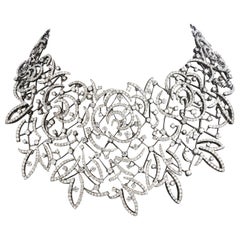 Stefan Hafner Diamond Lace 18k White Gold chocker Necklace