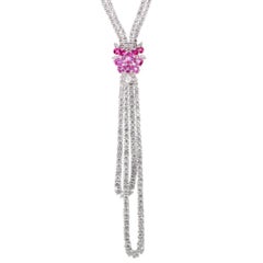 Stefan Hafner Double Diamond String Pink Sapphire and Ruby White Gold Necklace