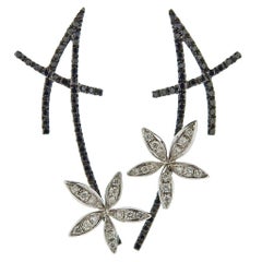 Stefan Hafner Gold Black White Diamond Flower Earrings