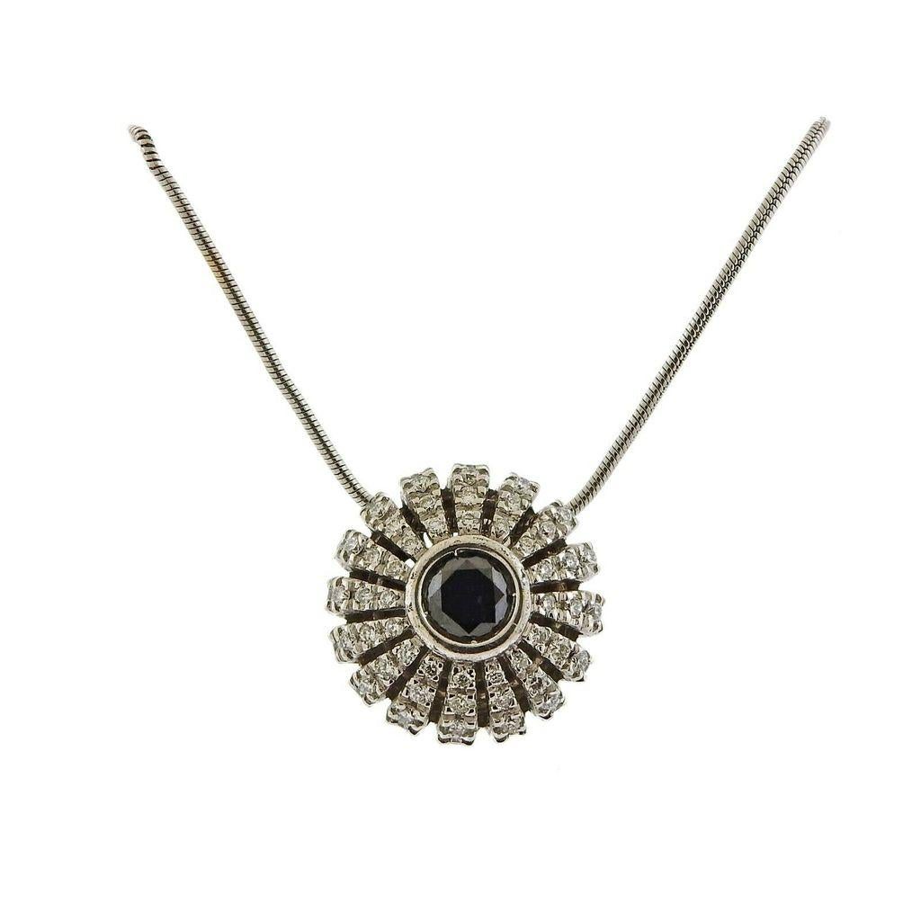 Women's or Men's Stefan Hafner Gold Diamond Sapphire Pendant Necklace For Sale