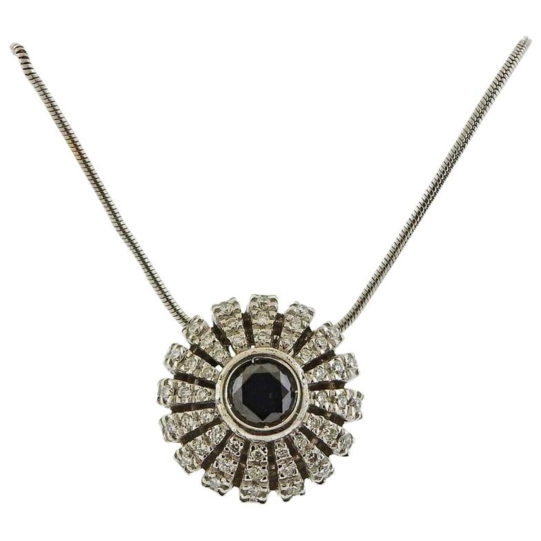 Stefan Hafner Gold Diamond Sapphire Pendant Necklace For Sale