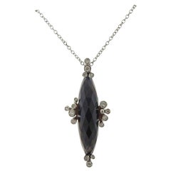 Stefan Hafner Gold Diamond Smoky Quartz Pendant Necklace