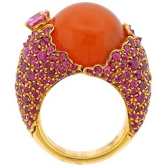 Stefan Hafner Gold Fire Opal Pink Sapphire Ring