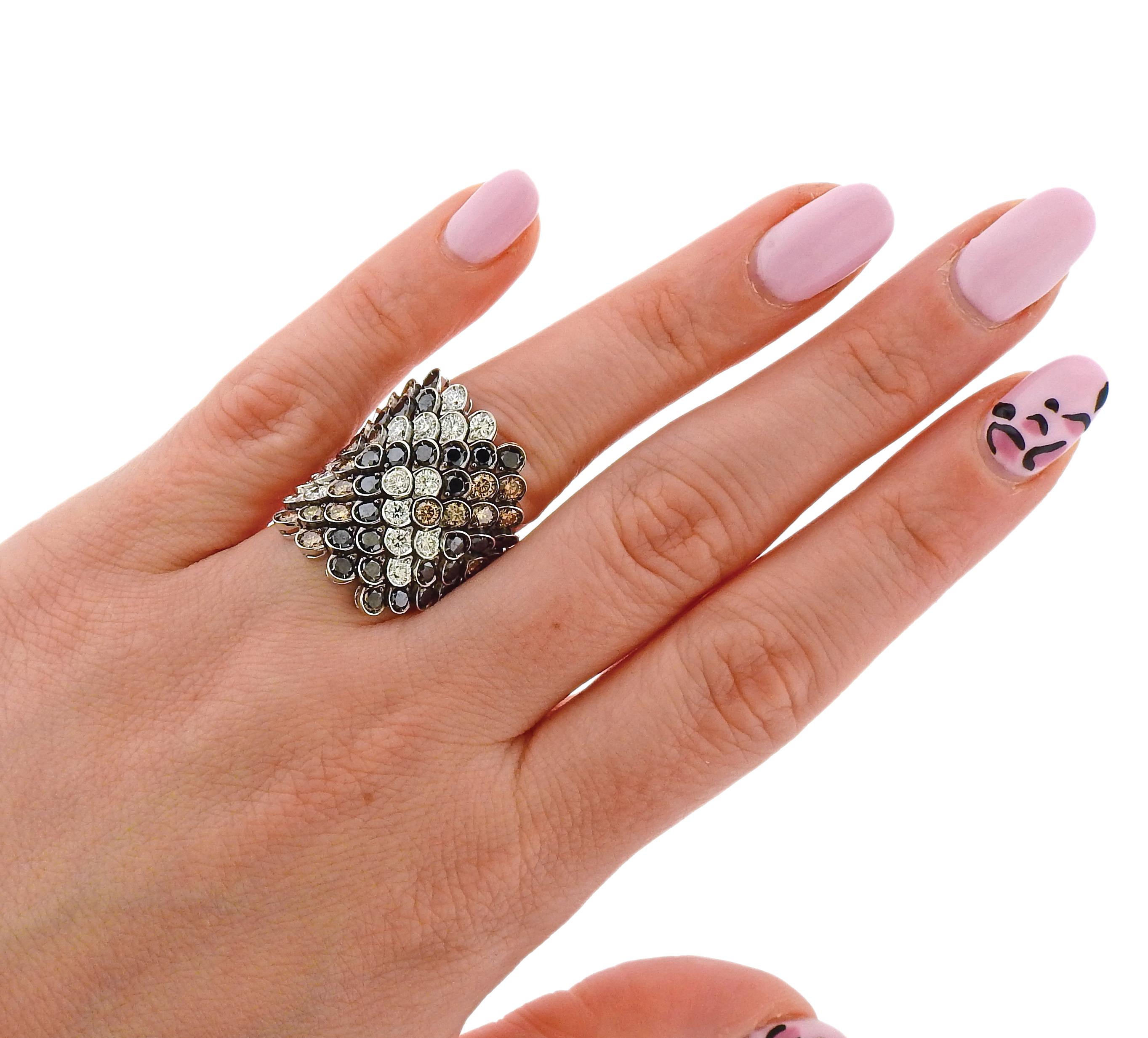 Women's or Men's Stefan Hafner Multi-Color Diamond Gold Ring