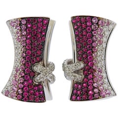 Vintage Stefan Hafner Multi-Color Sapphire Diamond Corset Gold Earrings