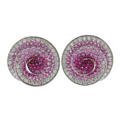 Stefan Hafner Multi-Color Sapphire Diamond Gold Swirl Earrings Stefan Hafner Multi-Color Sapphire Diamond Gold Swirl Earrings