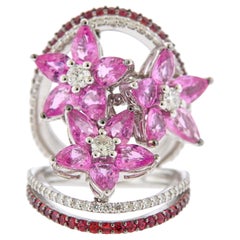 Stefan Hafner Pink Sapphire Diamond Gemstone Gold Cocktail Ring