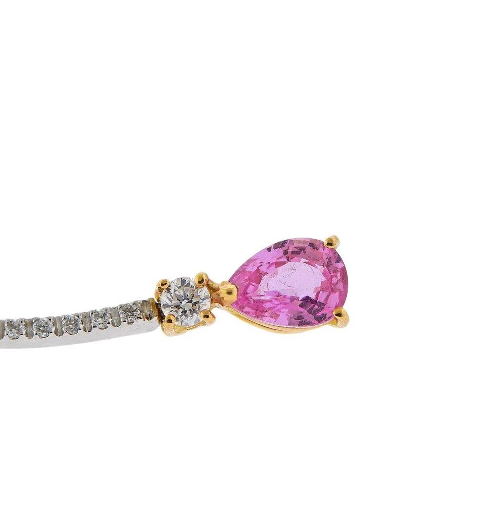 Women's or Men's Stefan Hafner Pink Sapphire Diamond Gold Earrings