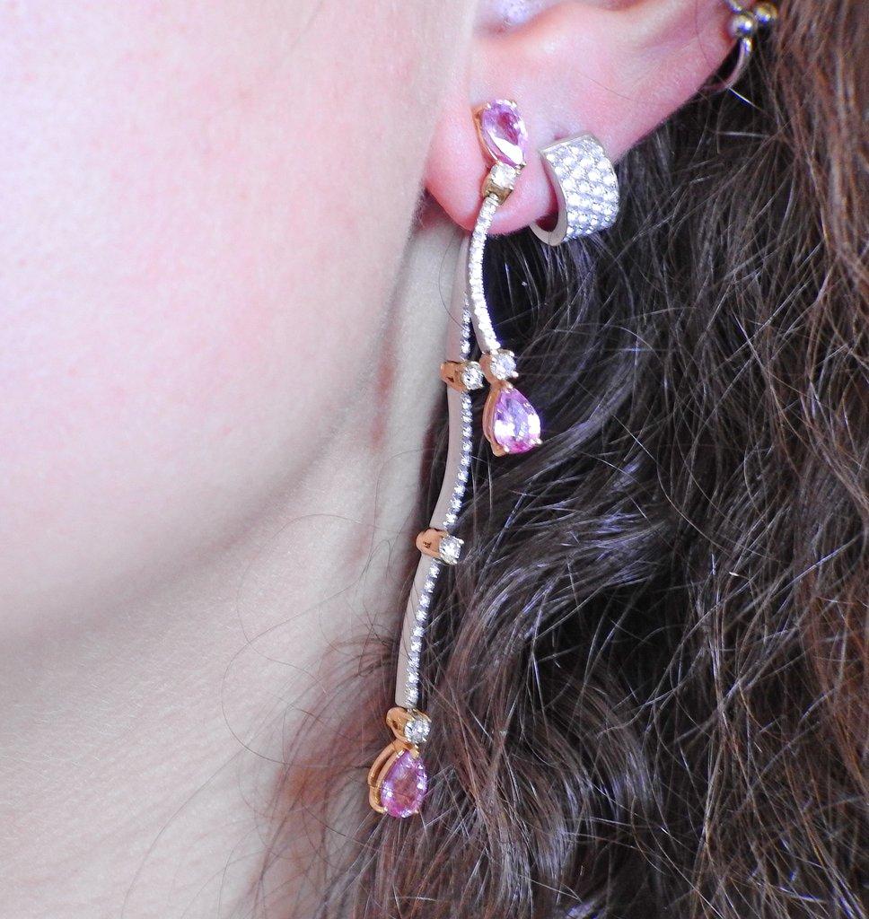 Stefan Hafner Pink Sapphire Diamond Gold Earrings 1