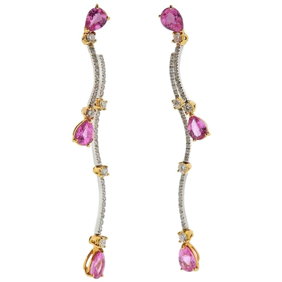 Stefan Hafner Pink Sapphire Diamond Gold Earrings