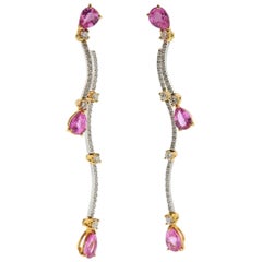 Stefan Hafner Pink Sapphire Diamond Gold Earrings