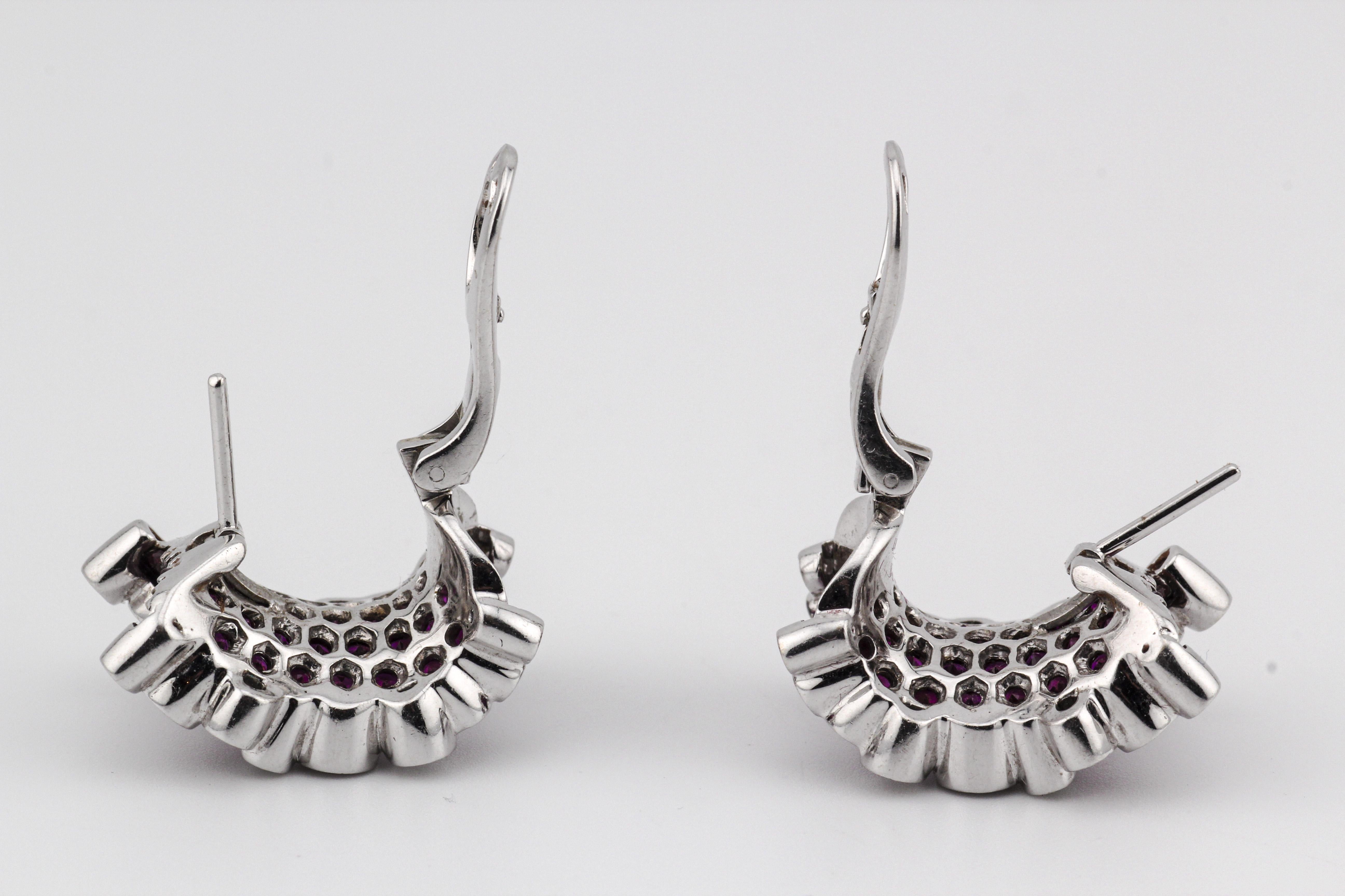 Brilliant Cut Stefan Hafner Ruby Diamond 18K White Gold Corset Earrings