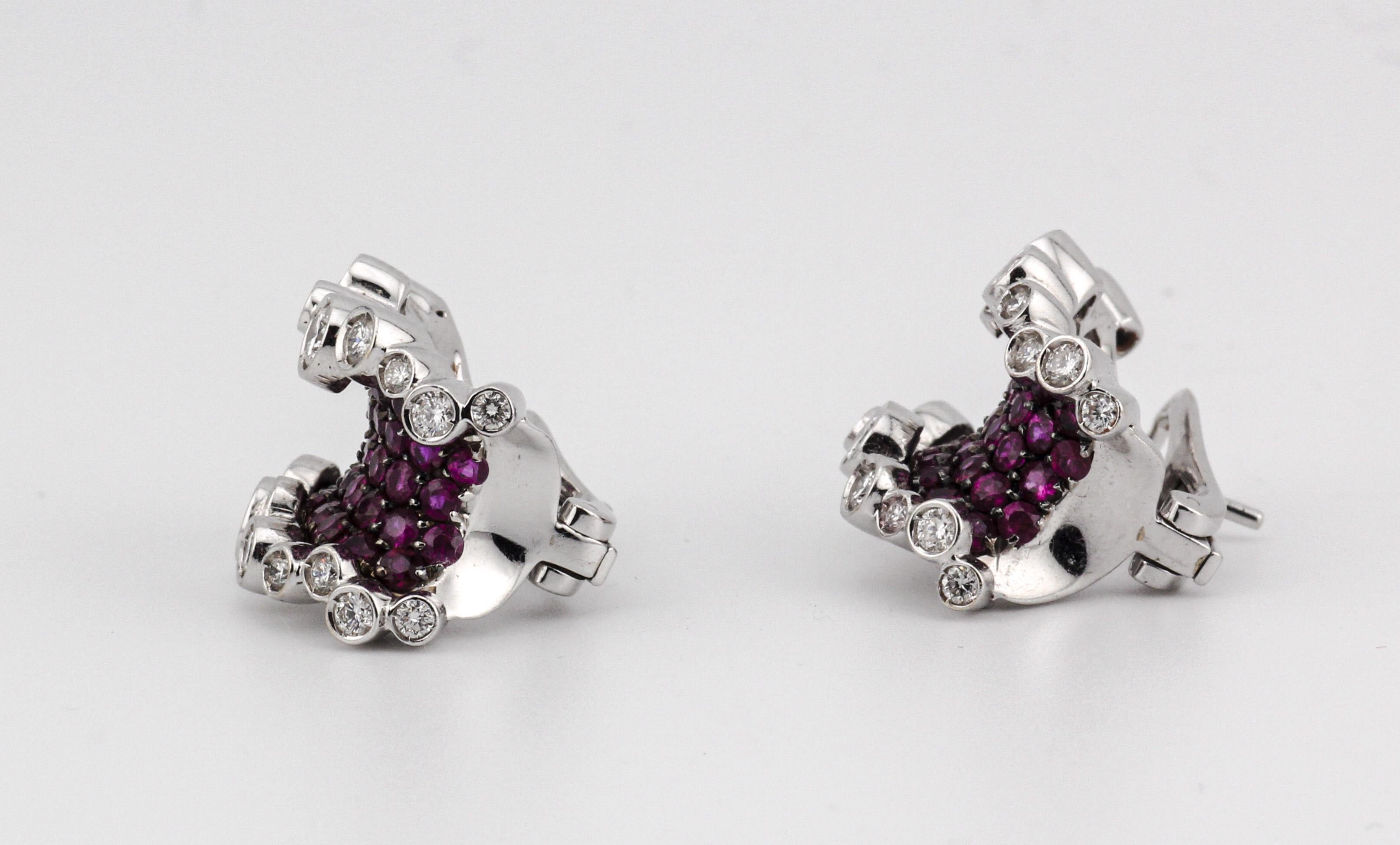 Women's Stefan Hafner Ruby Diamond 18K White Gold Corset Earrings