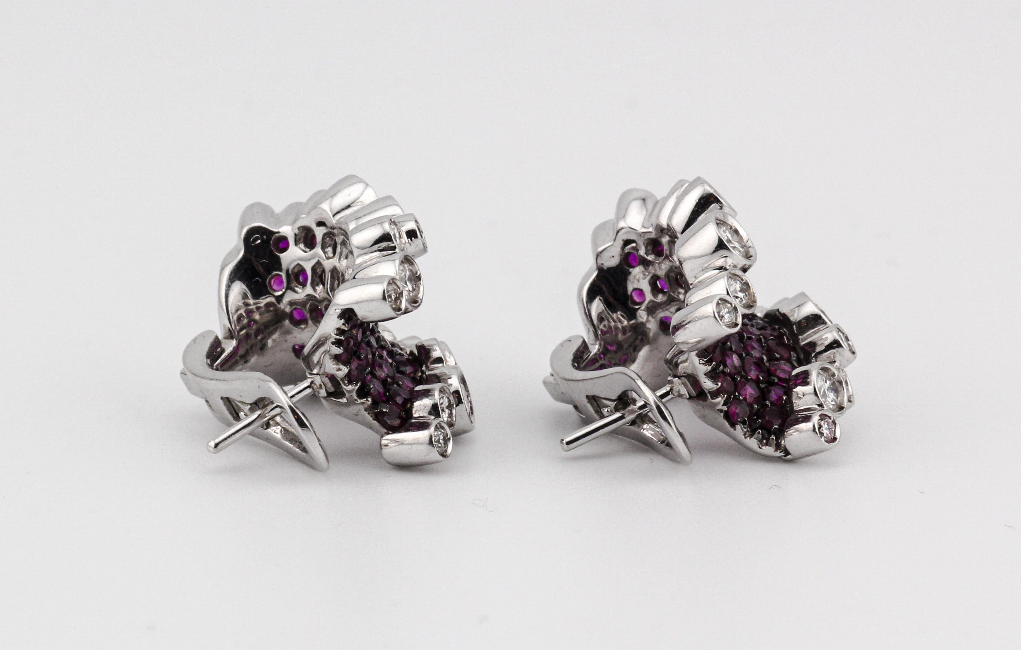 Stefan Hafner Ruby Diamond 18K White Gold Corset Earrings 1