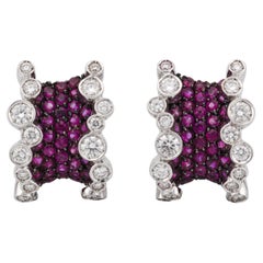 Stefan Hafner Ruby Diamond 18K White Gold Corset Earrings