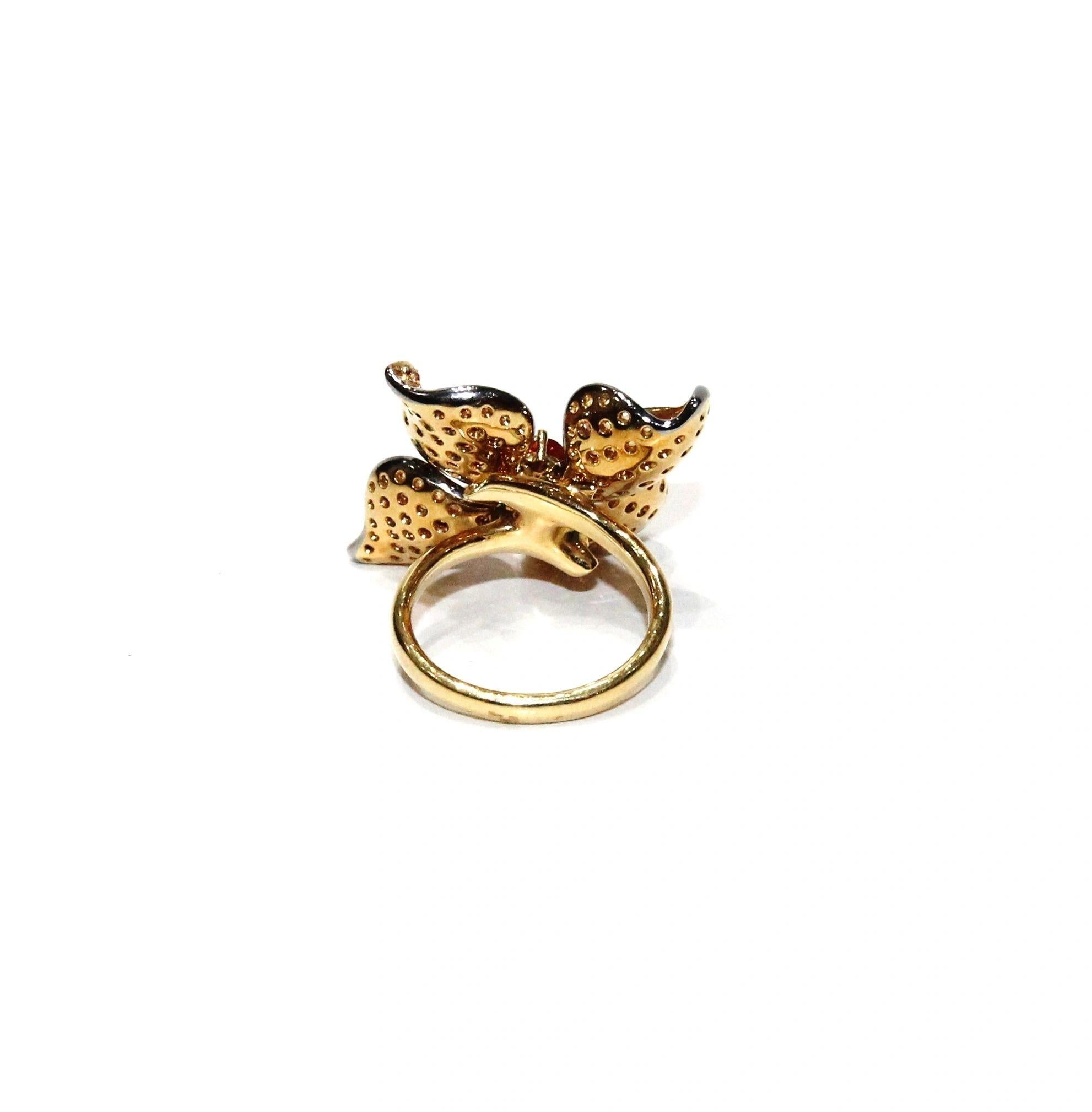 Modern Stefan Hafner 18k Yellow Gold Multi Color Sapphire and Diamond Flower Ring For Sale