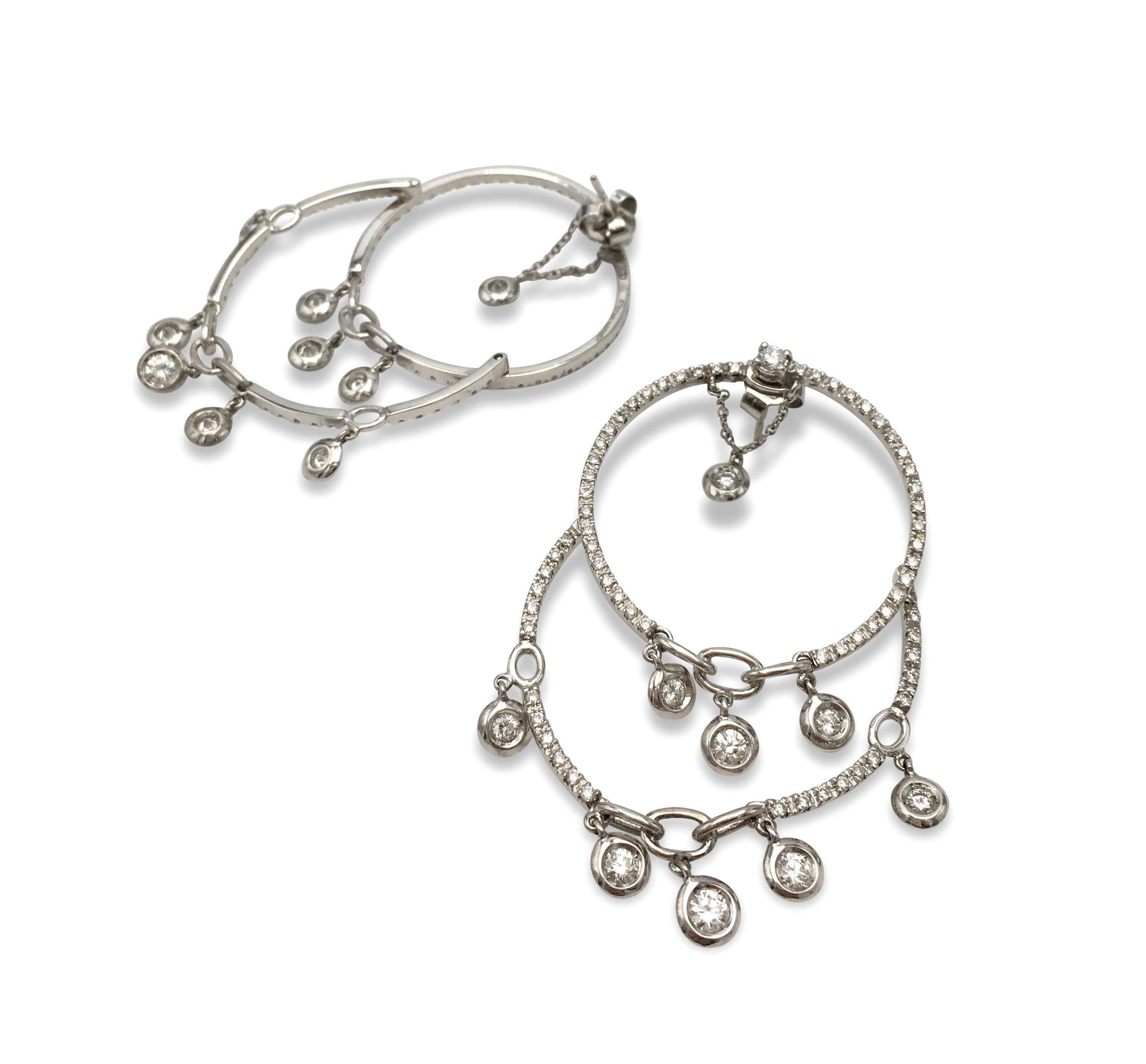 Round Cut Stefan Hafner White Gold and Diamond Chandelier Earrings