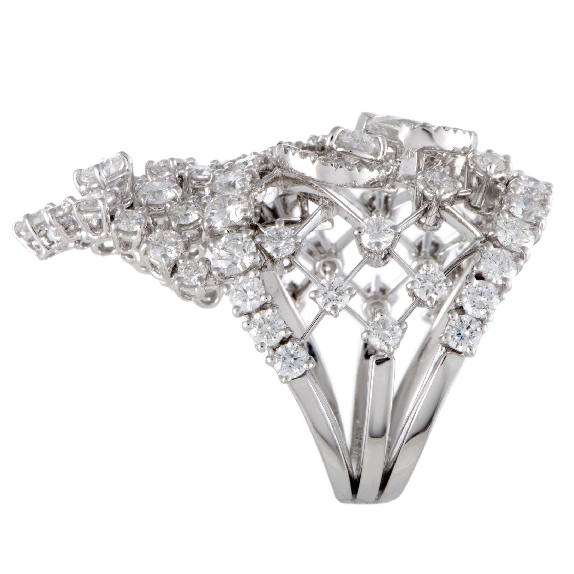 Stefan Hafner White Gold Full Diamond Tiara Ring In New Condition In Southampton, PA