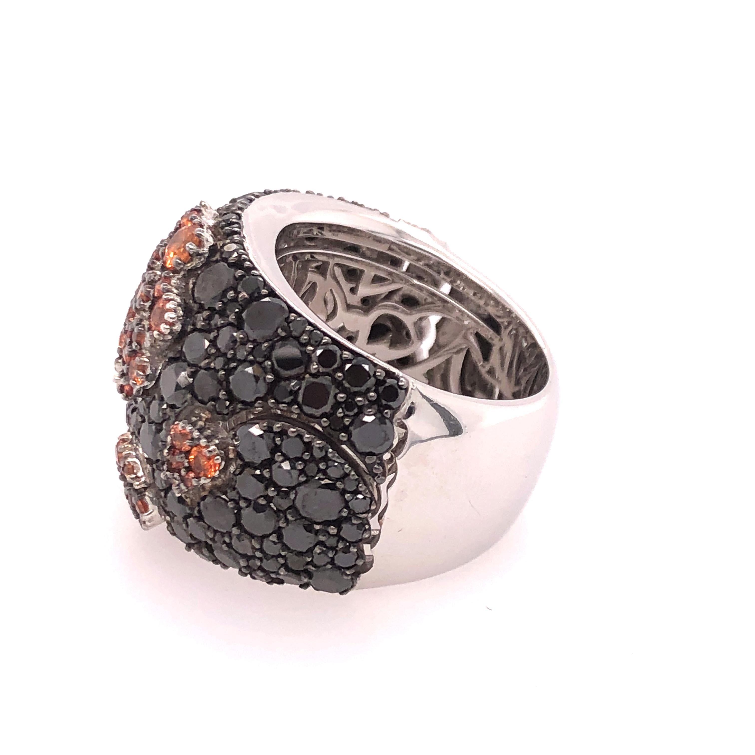 Stefan Hafner White Gold Orange and Black Sapphire Ring 2