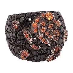 Stefan Hafner White Gold Orange and Black Sapphire Ring