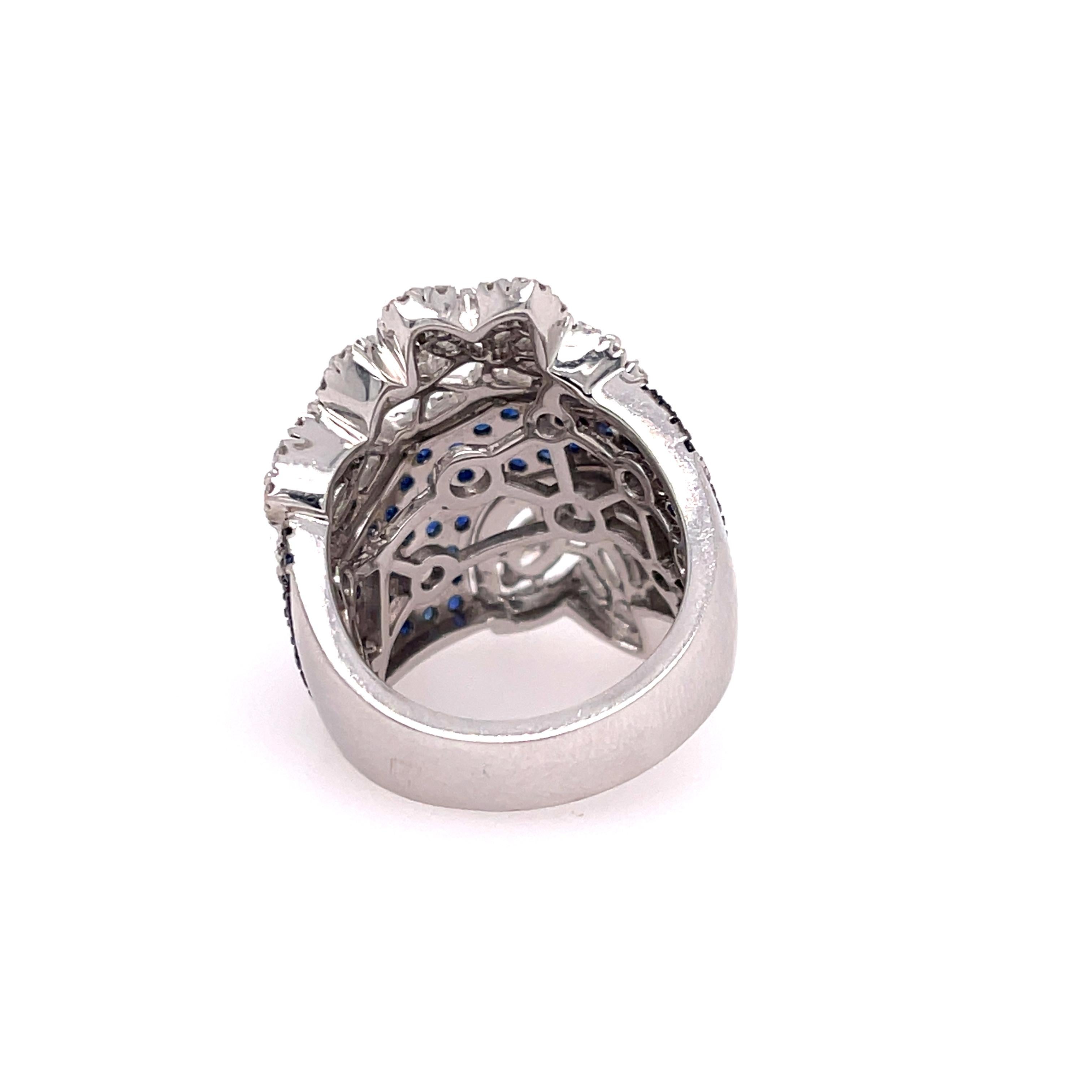 Modern Stefan Hafner White Gold Sapphire and Diamond Ring