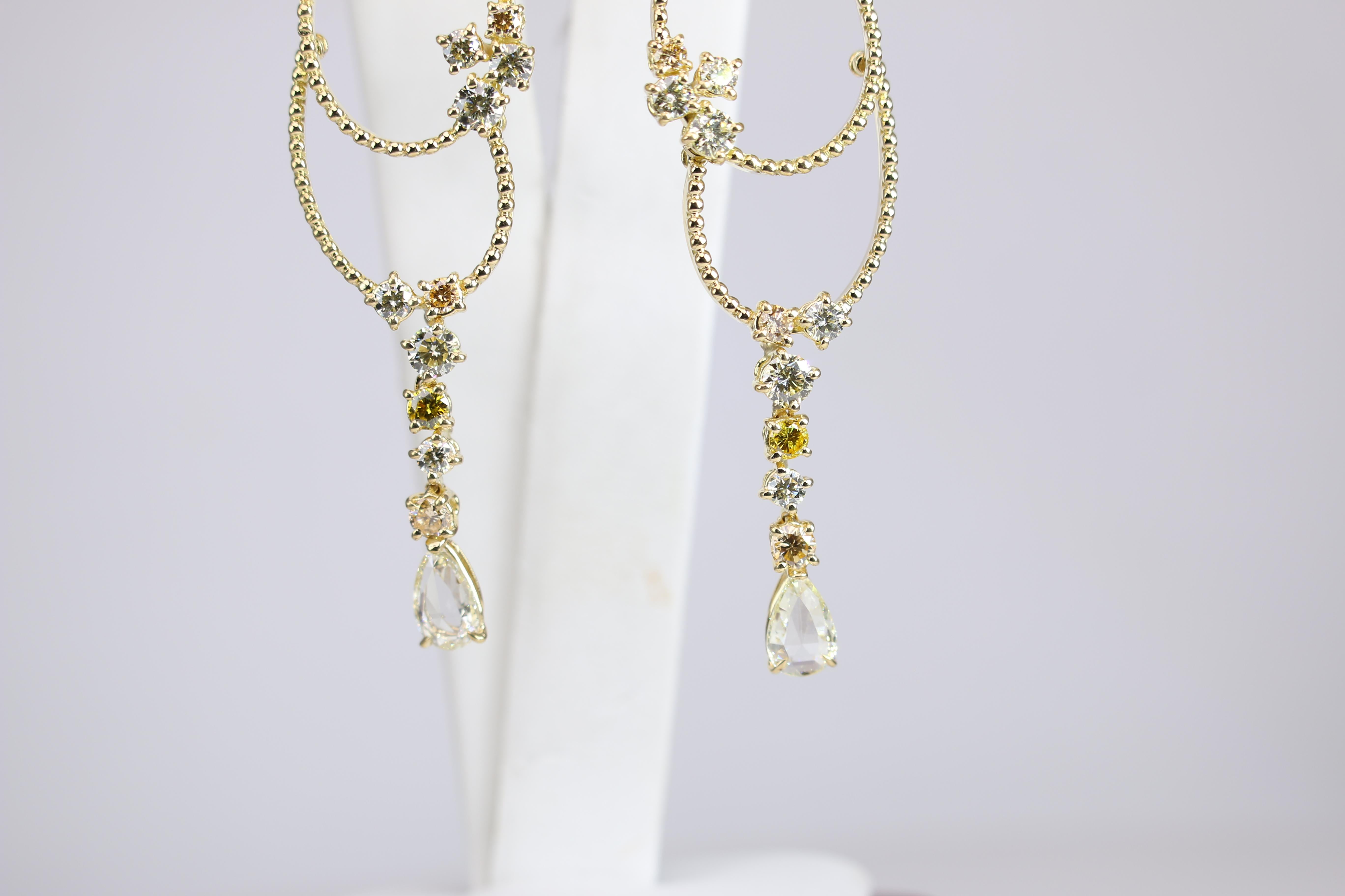 Women's Stefan Hafner Yellow Gold Diamond Chandelier Earrings