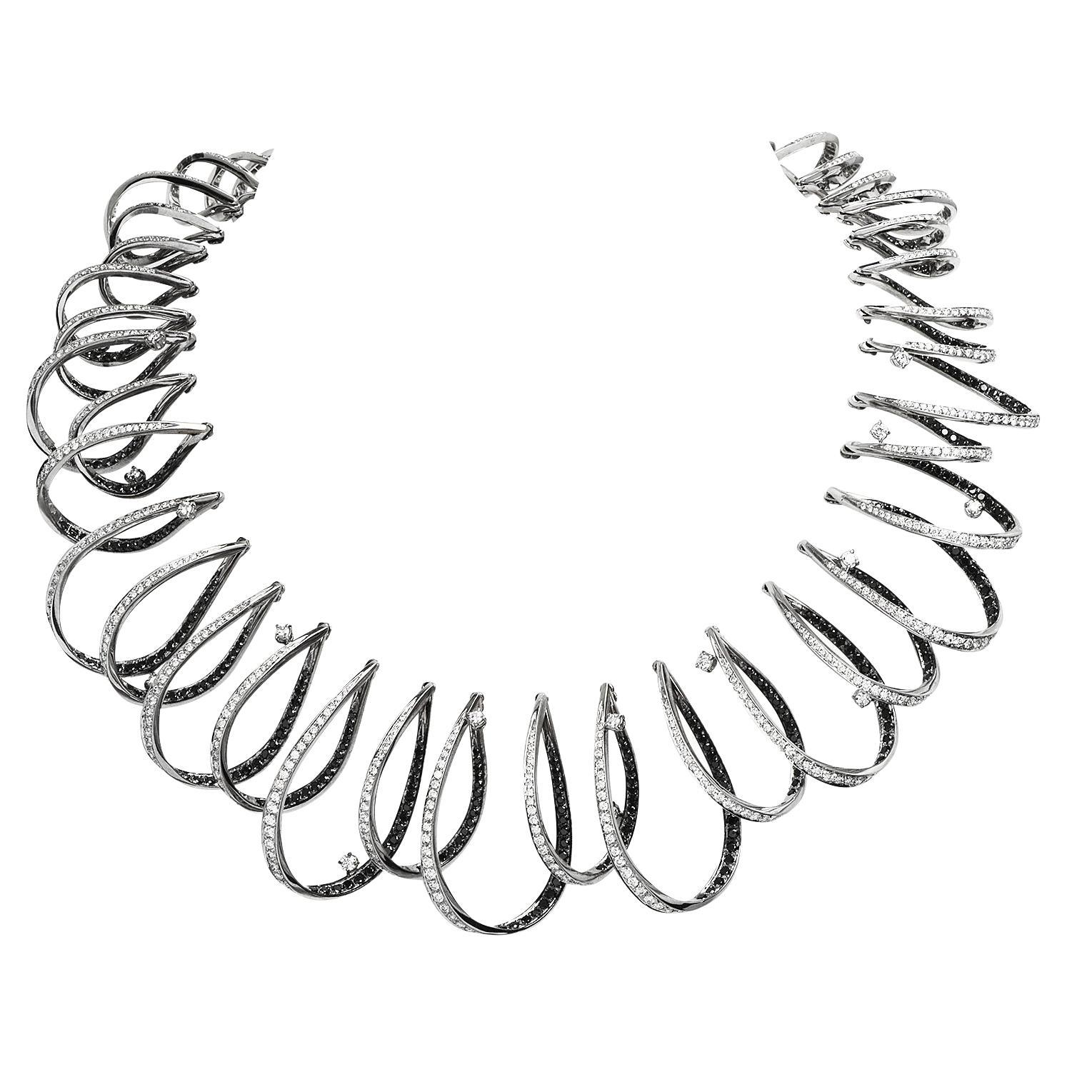 Stefan Hefner Diamond 18K White Gold Spring Link Collar Necklace