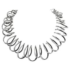 Stefan Hefner Diamond 18K White Gold Spring Link Collar Necklace