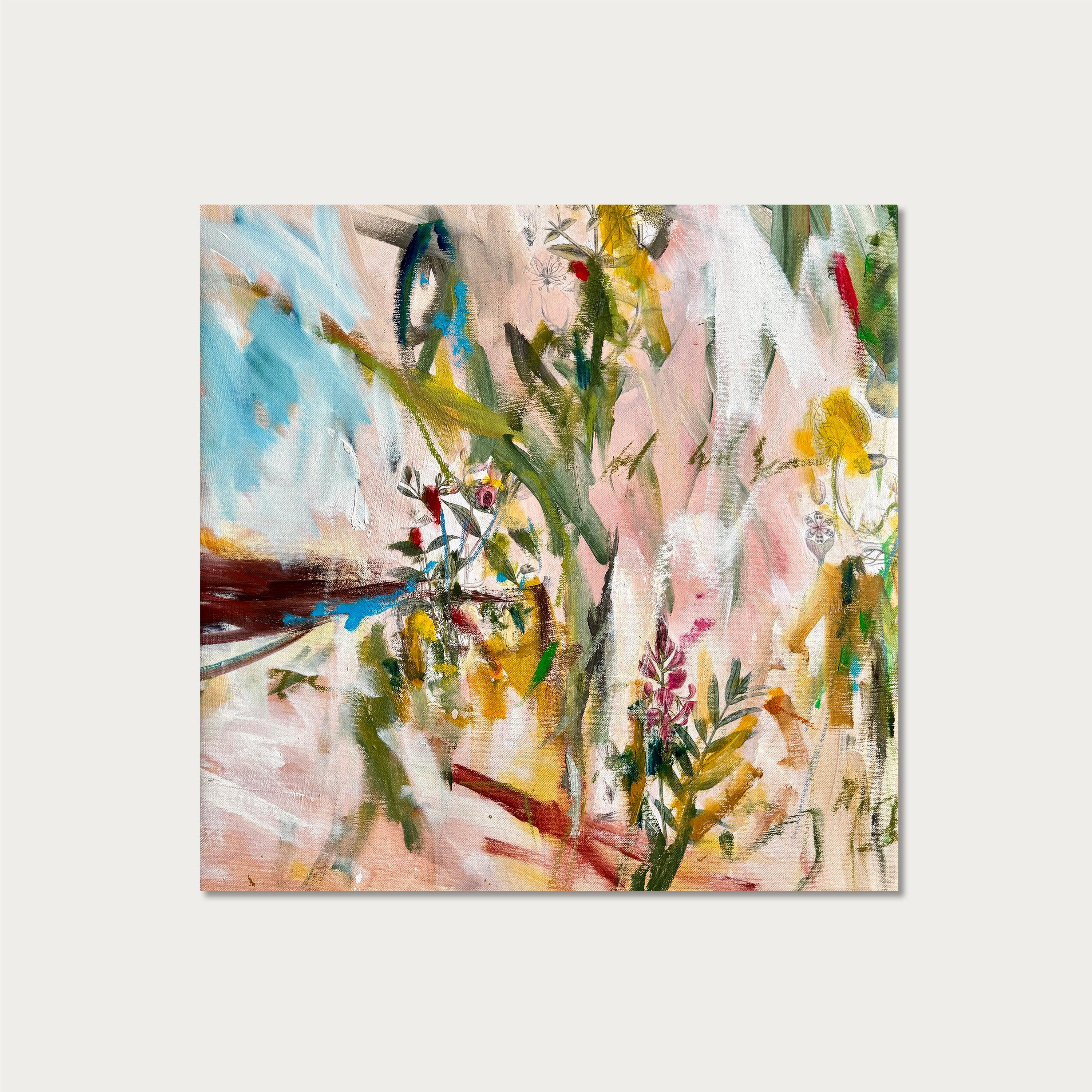 The secret Garden - von Stefan Heyer Contemporary  Abstraktes botanisches Ölgemälde im Angebot 1