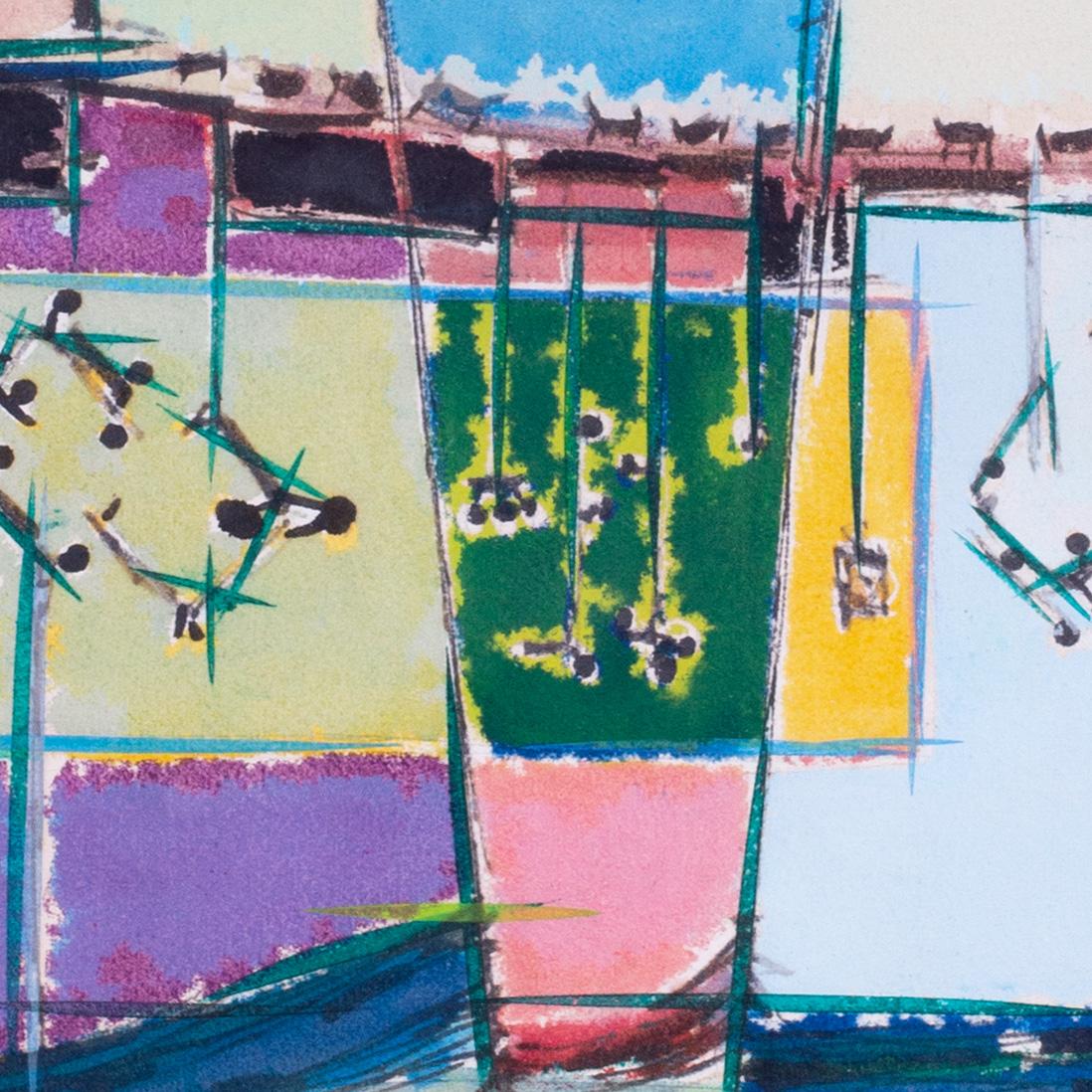 Paesaggio astratto in rosa, dell'artista polacco/britannico Knapp, 1955 tecnica mista - Painting Espressionismo astratto di Stefan Knapp