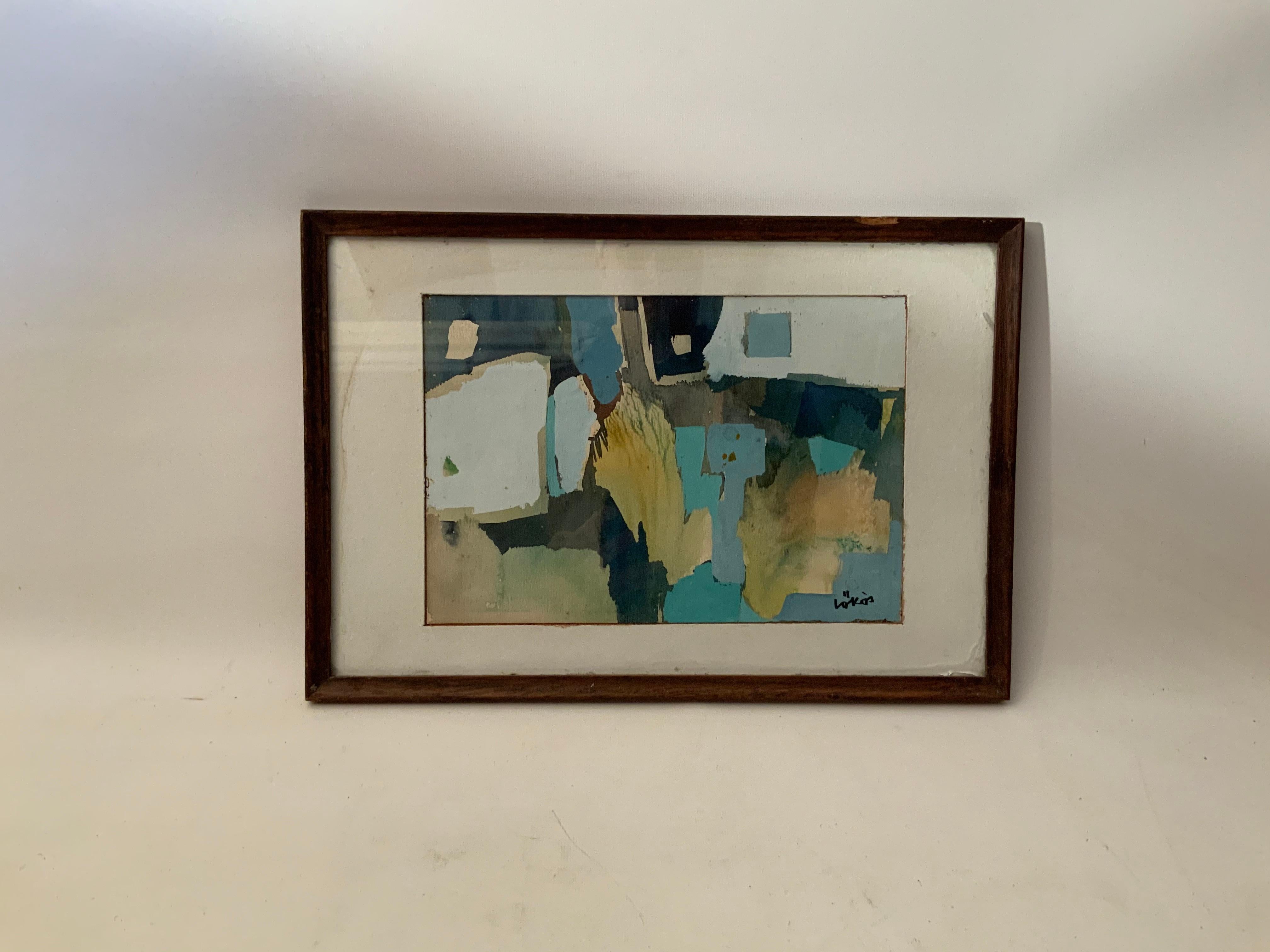 Watercolor on paper by Stefan Looks (1913-1994). Framed, glazed and matted. Signed, Lokos, lower right, circa 1950-1960. Lokos, originally from Hungary, was a prominent member of the Woodstock Art Association and the Silvermine Artists Guild. The