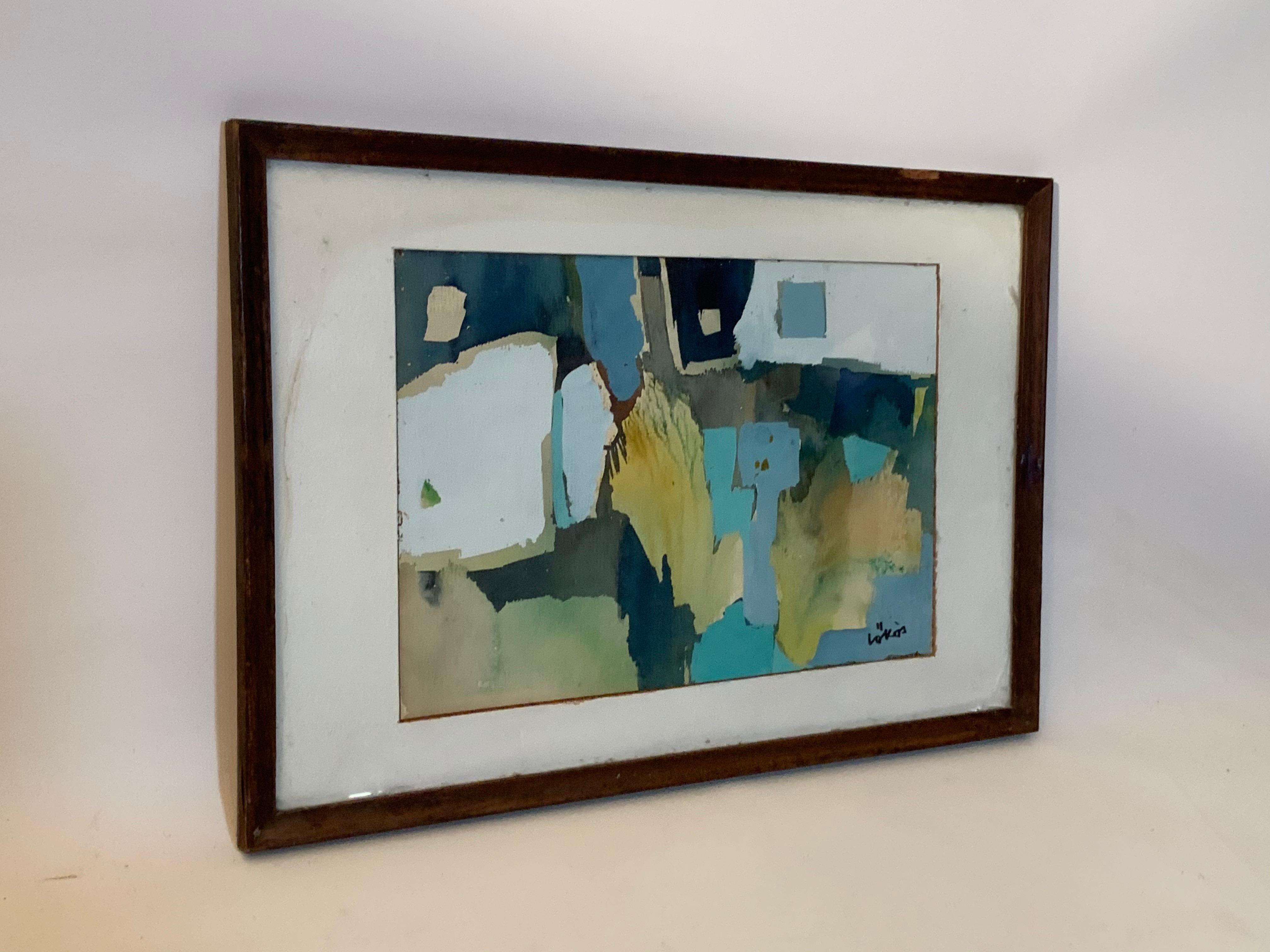 Mid-Century Modern Stefan Lokos Abstract Watercolor