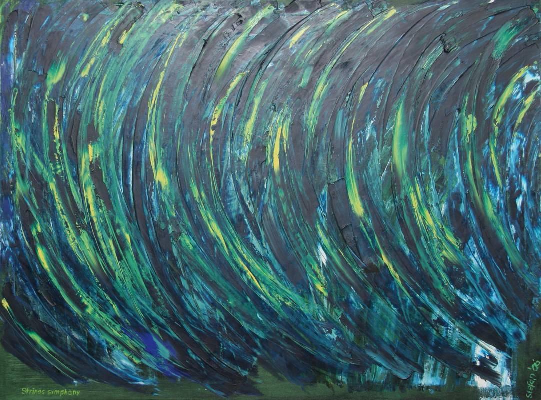 Stefan Matty Vladescu Abstract Painting - "String Symphony" Oil on Canvas by Stefan Vladescu, 2006