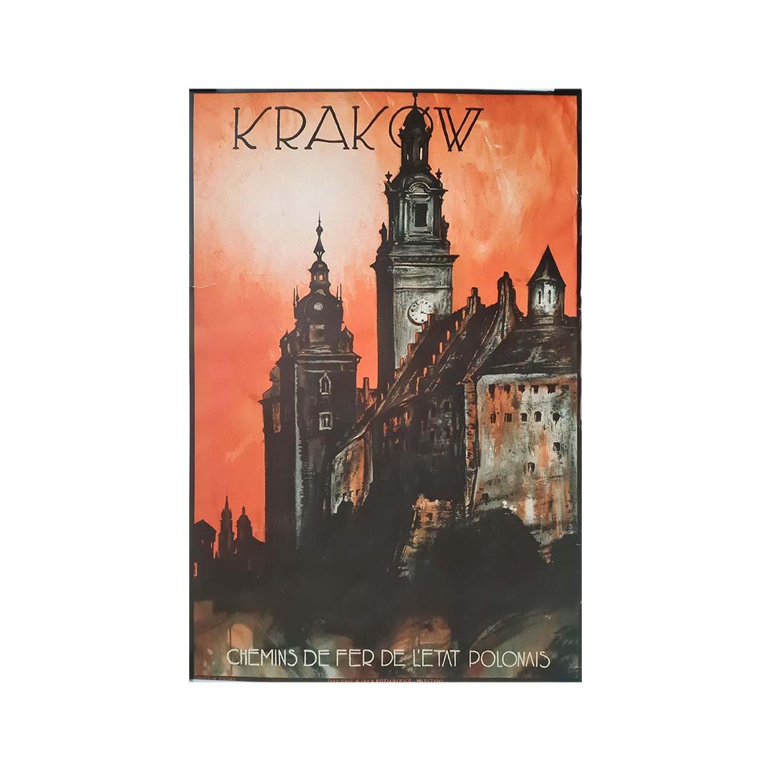 Original-Reiseplakat aus Krakau, Polnische Staats Eisenbahnen, um 1930 im Angebot 1