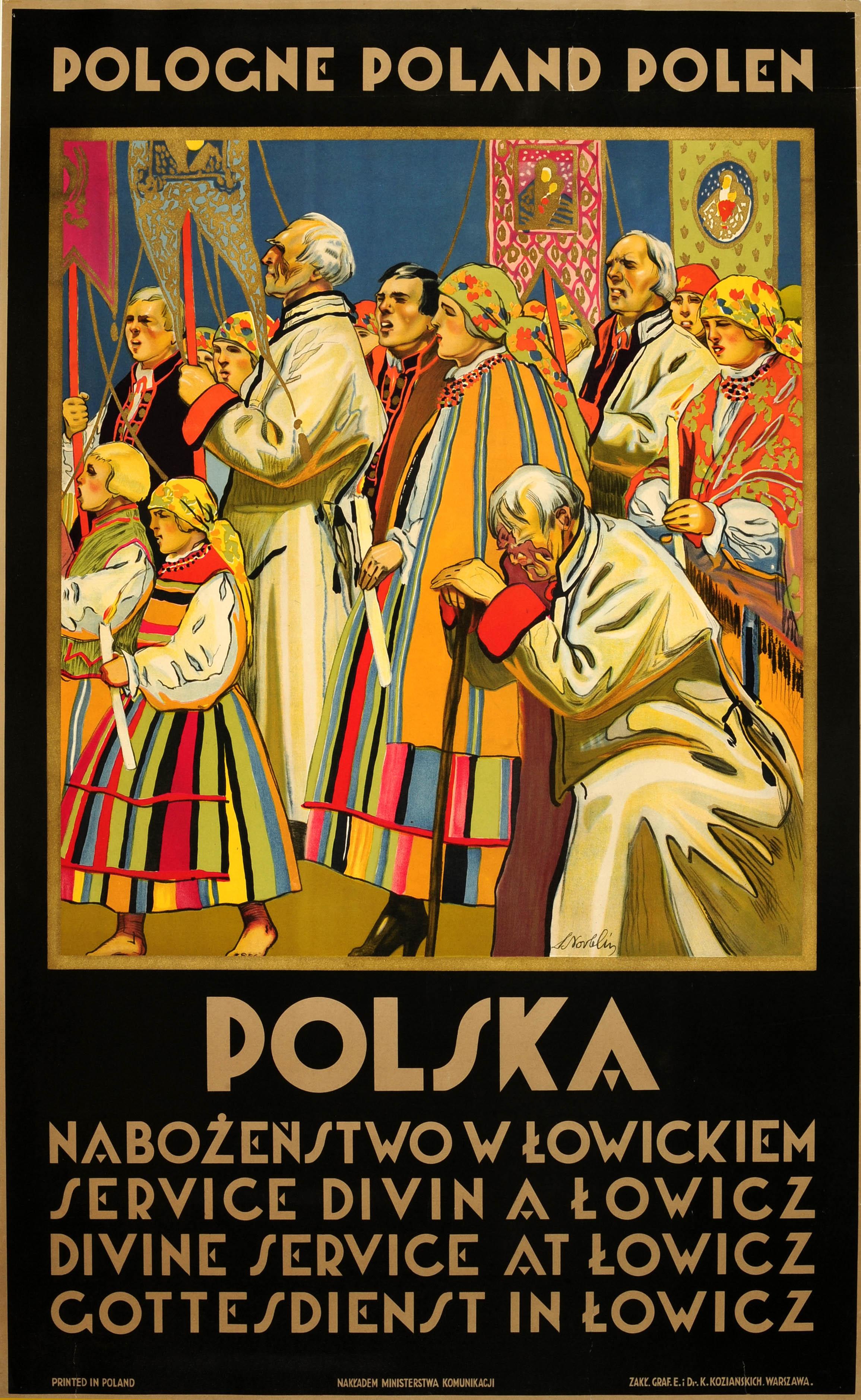 Stefan Norblin Print - Original Vintage Travel Poster Polska Poland Divine Service At Lowicz Procession