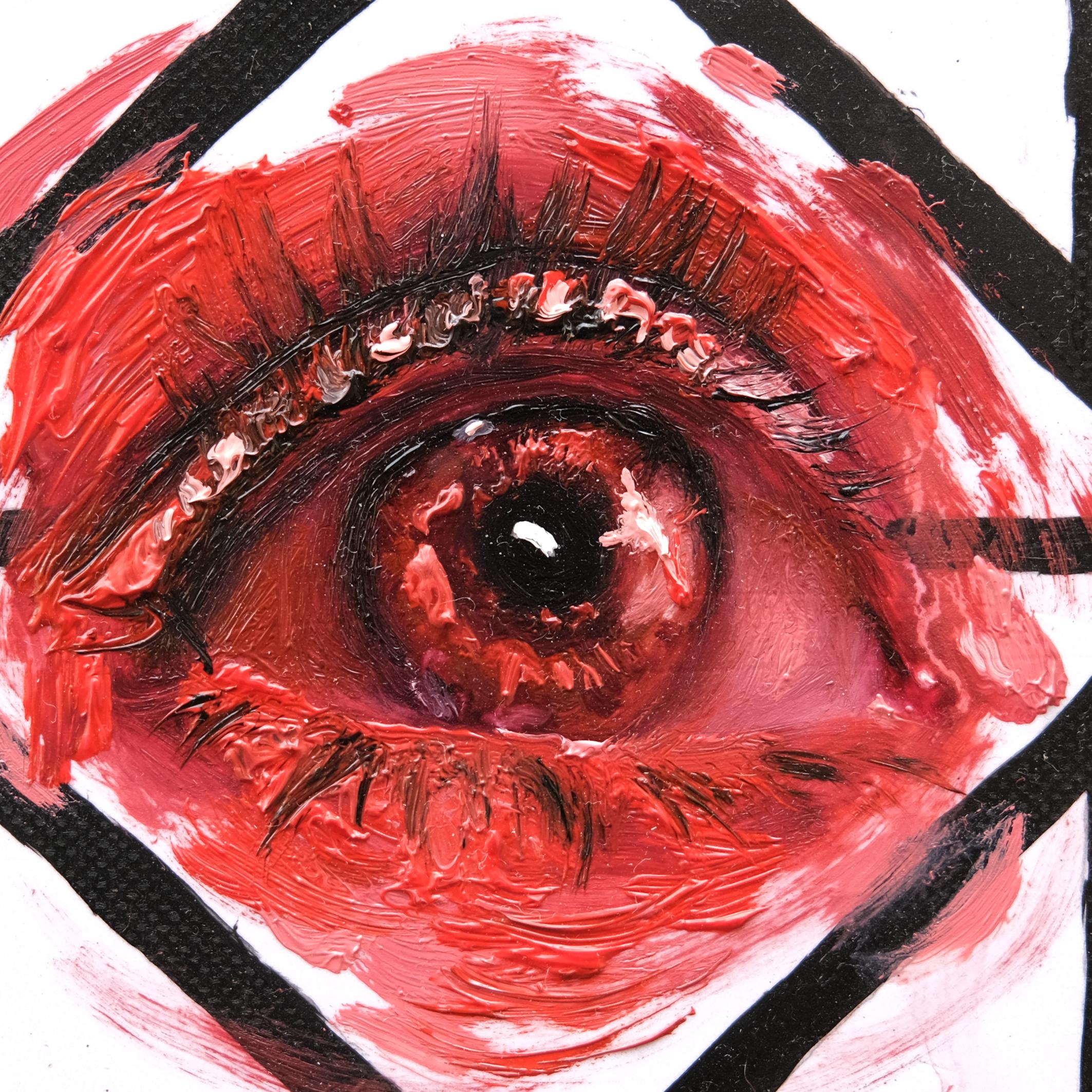 „Embers Stare 3“, Ölgemälde (Schwarz), Figurative Painting, von Stefan Smit