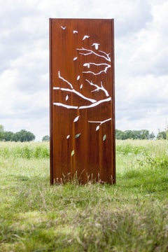 Parete da giardino in acciaio - "Autunno" - Ornamento moderno per esterni - 75x195 cm