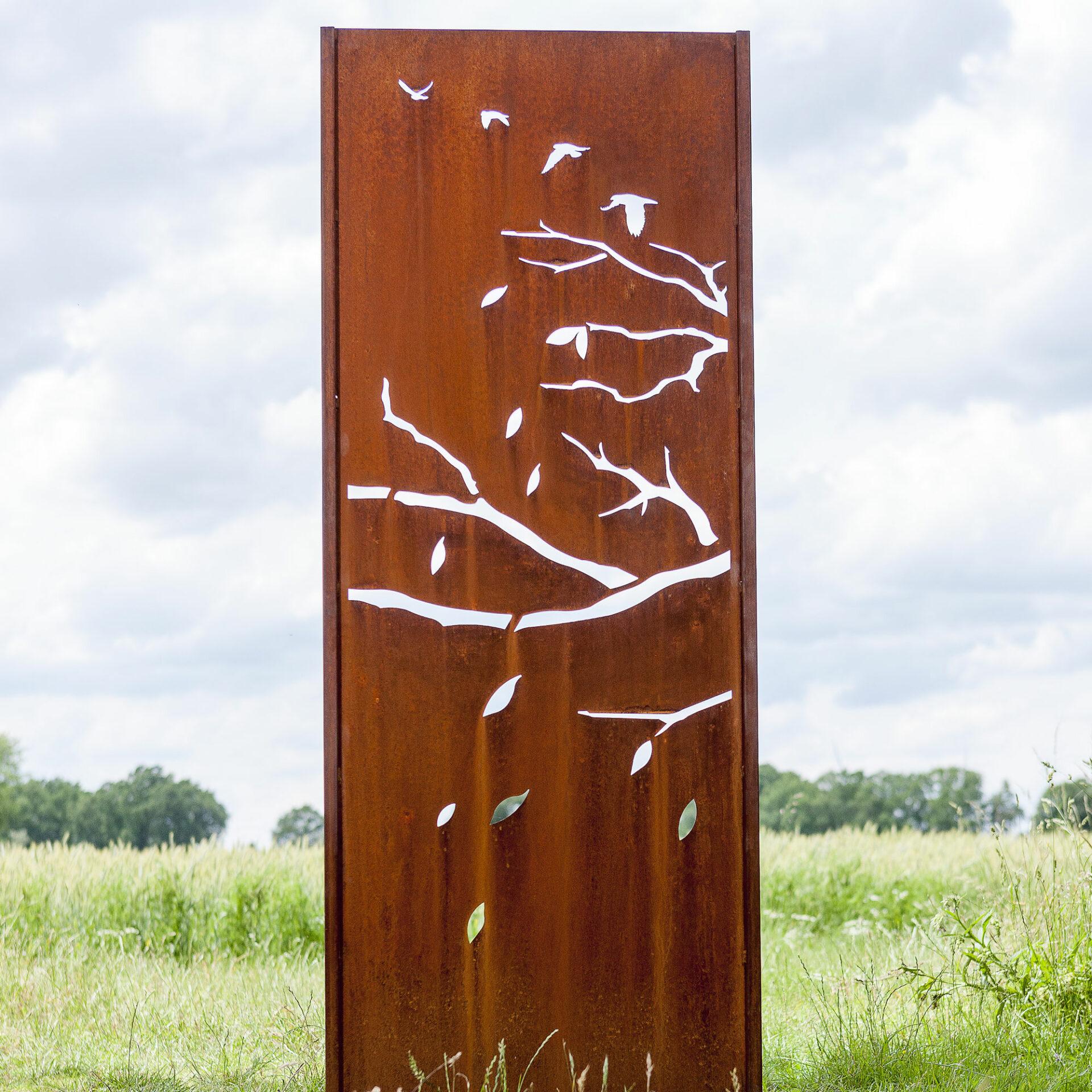 Muro de acero para jardín - "Otoño" - Adorno moderno para exterior - 75x195 cm - Sculpture de Stefan Traloc