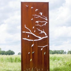 Steel Garden Wall - "Autumn" - Modern Outdoor Ornament - 75x195 cm