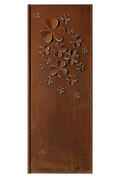 Parete da giardino in acciaio - "Trifoglio" - Ornamento moderno per esterni - 75 x 195 cm