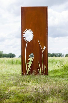 Steel Garden Wall - "Flower 2" - Modern Outdoor Ornament - 225×195 cm
