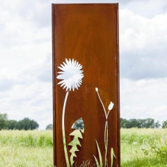 Gartenmauer aus Stahl - "Blume 2" - Modernes Ornament für den Außenbereich - 225×195 cm