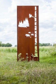 Parete da giardino in acciaio - "Foresta 1" - Ornamento moderno per esterni - 75×195 cm