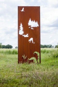 Muro de acero para jardín - "Bosque 2" - Ornamento moderno para exterior - 75x195 cm