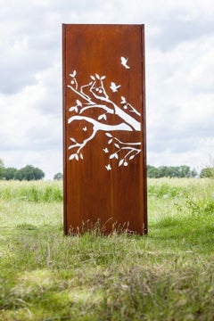 Steel Garden Wall - "Summer" - Modern Outdoor Ornament - 75 x 195 cm