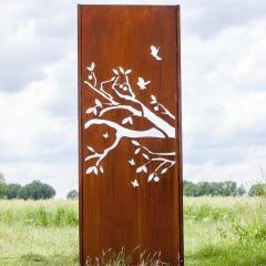 Steel Garden Wall - "Summer" - Modern Outdoor Ornament - 75 x 195 cm